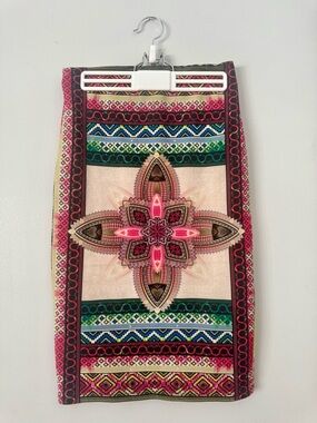 🎨 Maximalist Kaleidoscope Print Pencil Skirt // Artsy Boho Midi